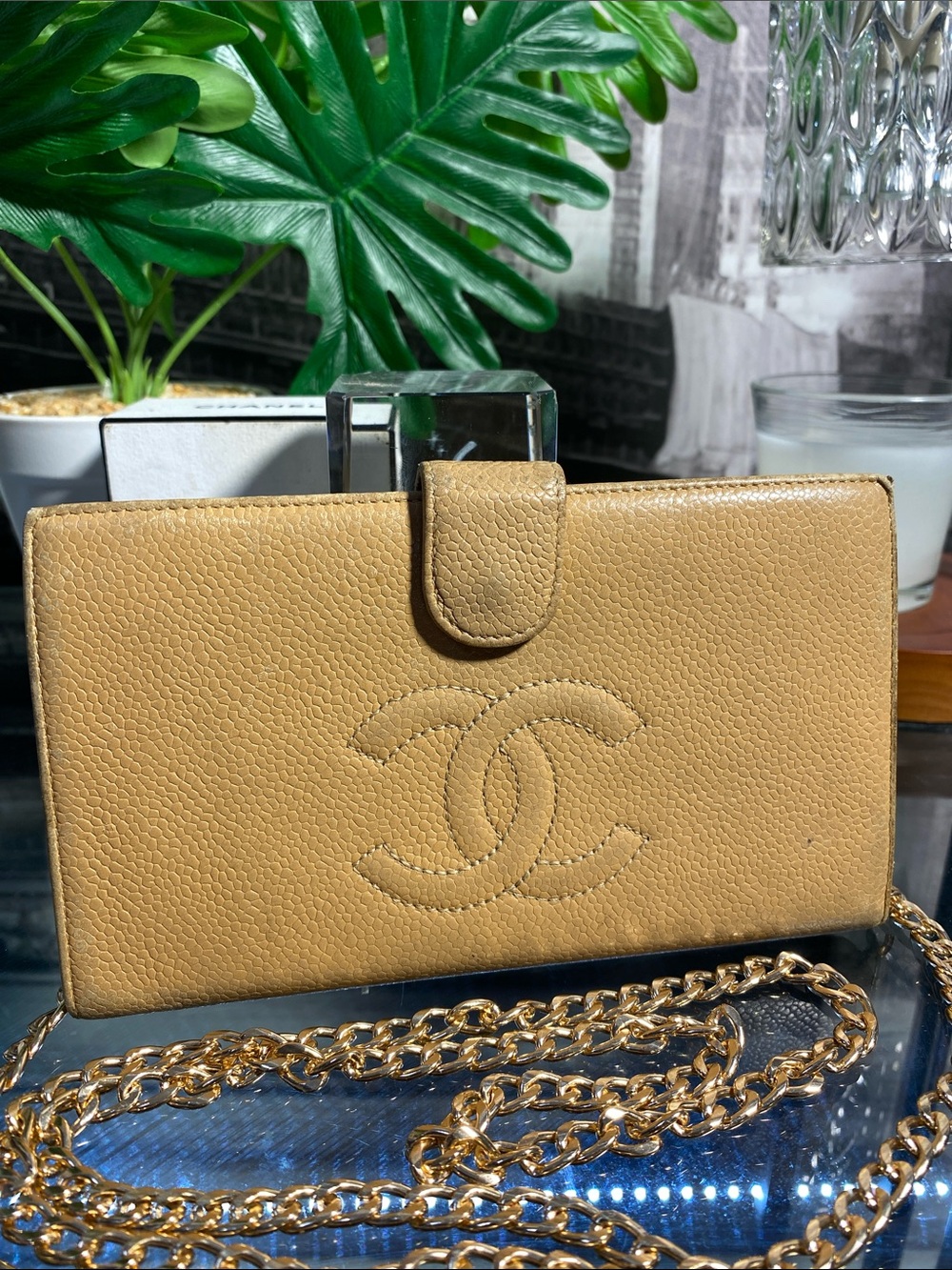 Authentic CHANEL Long Caviar Leather CC Bifold Flap Wallet